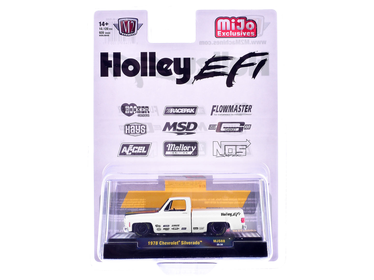1978 Chevrolet Silverado Pickup Truck "Holley EFI" White with Black Hood Limited Edition to 10120 pieces Worldwide 1/64 Diecast Model Car by M2 Machines-DiecastModeler.com