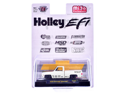 1978 Chevrolet Silverado Pickup Truck "Holley EFI" White with Black Hood Limited Edition to 10120 pieces Worldwide 1/64 Diecast Model Car by M2 Machines-DiecastModeler.com