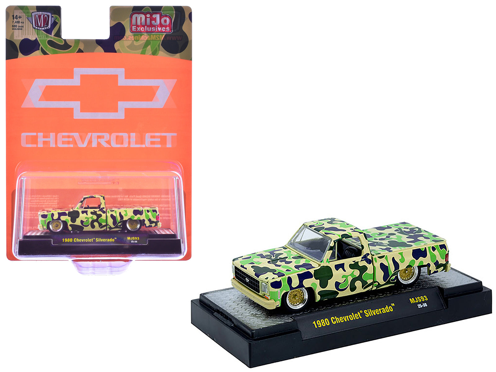 1980 Chevrolet Silverado Pickup Truck Camouflage Limited Edition to 7480 pieces Worldwide 1/64 Diecast Model Car by M2 Machines-DiecastModeler.com