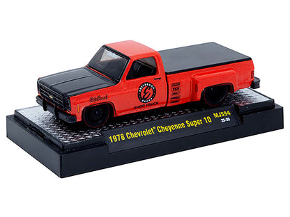 1978 Chevrolet Cheyenne Super 10 Pickup Truck "Edelbrock" Red with Black Hood Limited Edition to 9900 pieces Worldwide 1/64 Diecast Model Car by M2 Machines-DiecastModeler.com