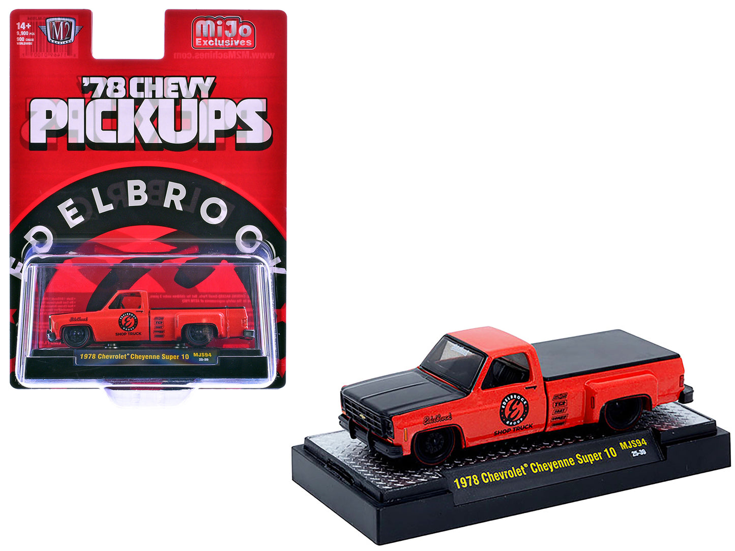 1978 Chevrolet Cheyenne Super 10 Pickup Truck "Edelbrock" Red with Black Hood Limited Edition to 9900 pieces Worldwide 1/64 Diecast Model Car by M2 Machines-DiecastModeler.com