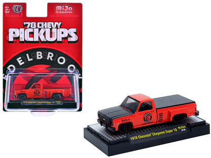 1978 Chevrolet Cheyenne Super 10 Pickup Truck "Edelbrock" Red with Black Hood Limited Edition to 9900 pieces Worldwide 1/64 Diecast Model Car by M2 Machines-DiecastModeler.com
