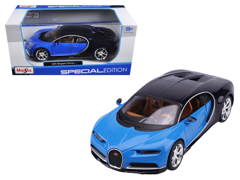 Bugatti Chiron Blue and Dark Blue 1/24 Diecast Model Car by Maisto-DiecastModeler.com