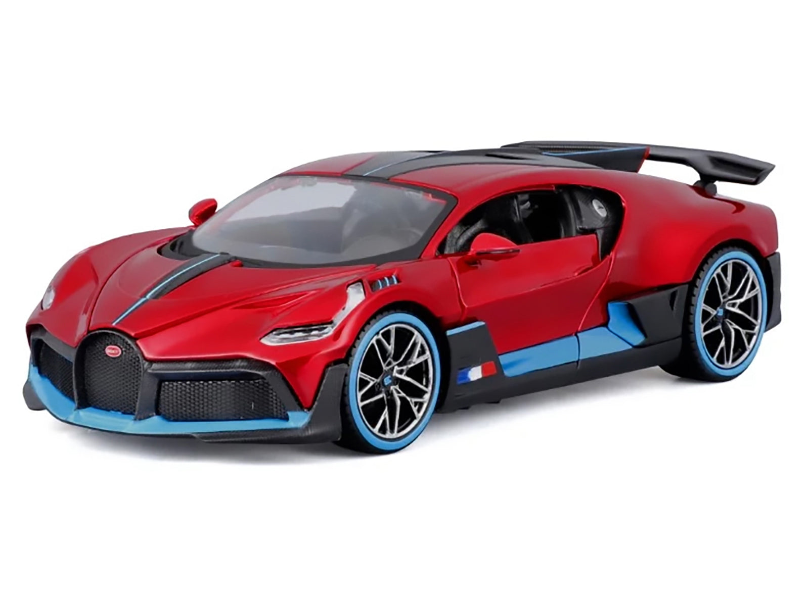 Bugatti Divo Red Metallic with Carbon and Blue Accents "Special Edition" 1/24 Diecast Model Car by Maisto-DiecastModeler.com