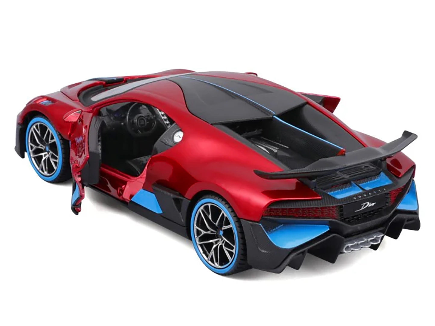 Bugatti Divo Red Metallic with Carbon and Blue Accents "Special Edition" 1/24 Diecast Model Car by Maisto-DiecastModeler.com