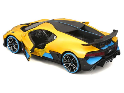 Bugatti Divo Yellow Metallic with Carbon and Blue Accents "Special Edition" 1/24 Diecast Model Car by Maisto