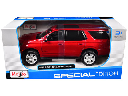 2021 Chevrolet Tahoe Red Metallic with Sunroof 1/24 Diecast Model Car by Maisto-DiecastModeler.com