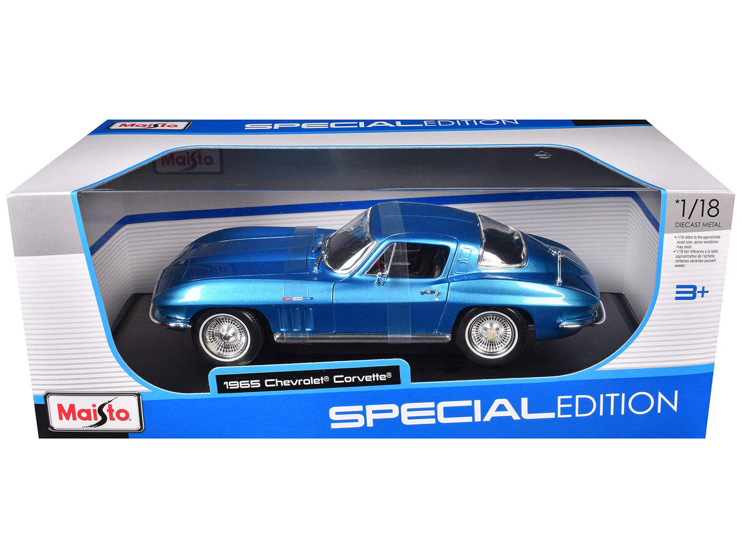 1965 Chevrolet Corvette Blue Metallic 1/18 Diecast Model Car by Maisto