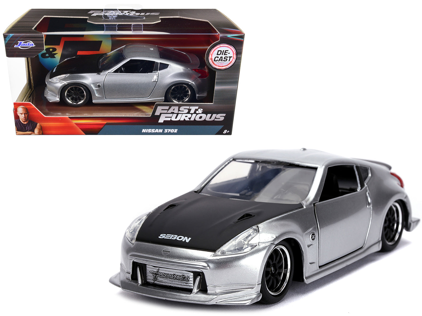 Nissan 370Z Silver with Black Hood "Fast & Furious" Series 1/32 Diecast Model Car by Jada-DiecastModeler.com