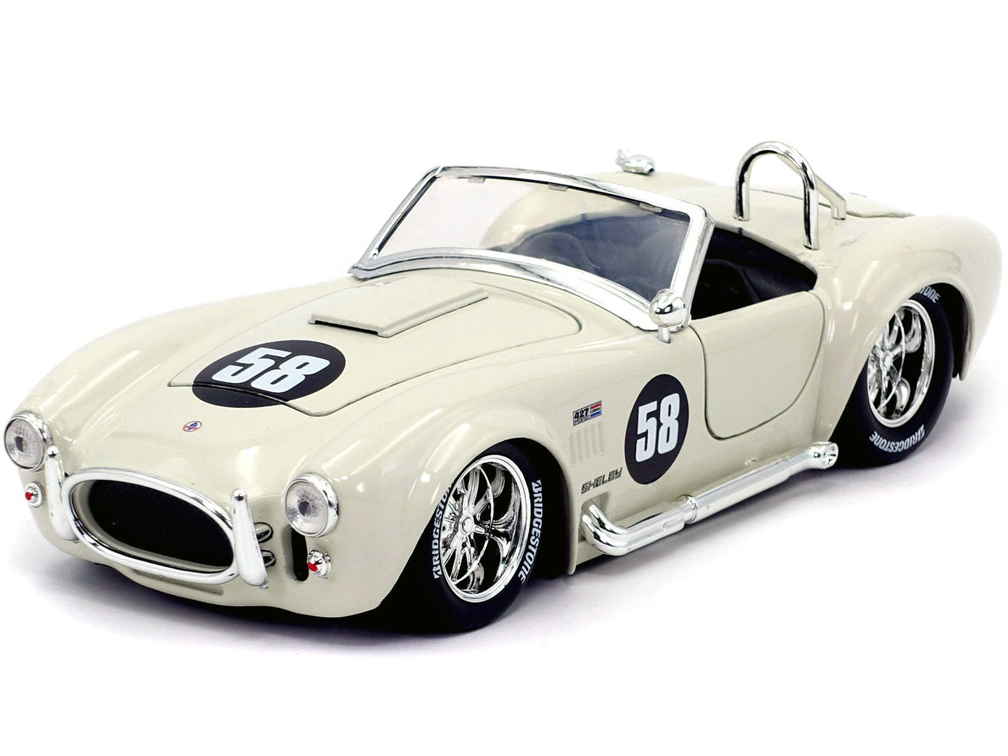 1965 Shelby Cobra 427 S/C #58 Cream "Bigtime Muscle" 1/24 Diecast Model Car by Jada-DiecastModeler.com