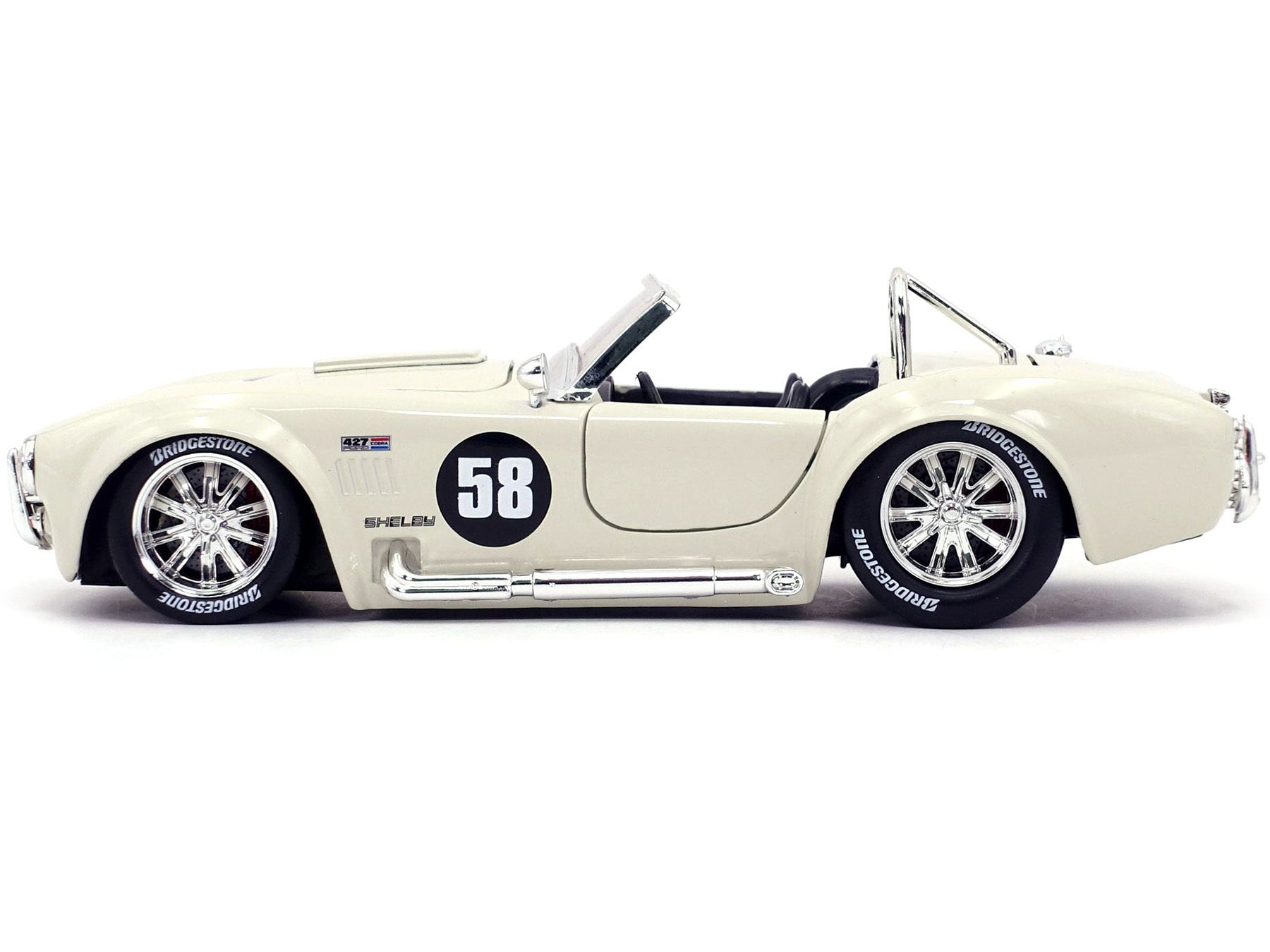 1965 Shelby Cobra 427 S/C #58 Cream "Bigtime Muscle" 1/24 Diecast Model Car by Jada-DiecastModeler.com
