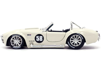 1965 Shelby Cobra 427 S/C #58 Cream "Bigtime Muscle" 1/24 Diecast Model Car by Jada-DiecastModeler.com