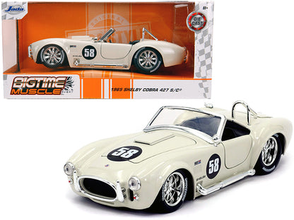 1965 Shelby Cobra 427 S/C #58 Cream "Bigtime Muscle" 1/24 Diecast Model Car by Jada-DiecastModeler.com