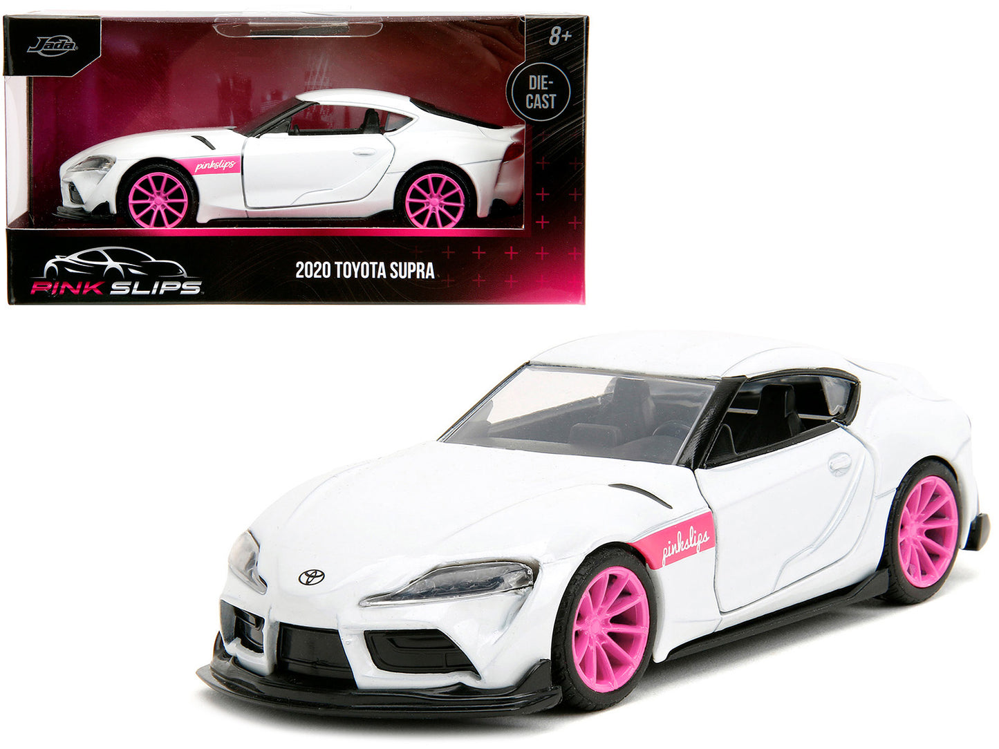 2020 Toyota Supra White Metallic with Pink Wheels "Pink Slips" Series 1/32 Diecast Model Car by Jada-DiecastModeler.com