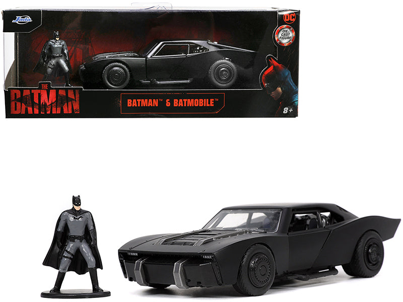 Batmobile Matt Black with Batman Diecast Figurine "The Batman" (2022) Movie "DC Comics" 1/32 Diecast Model Car by Jada-DiecastModeler.com