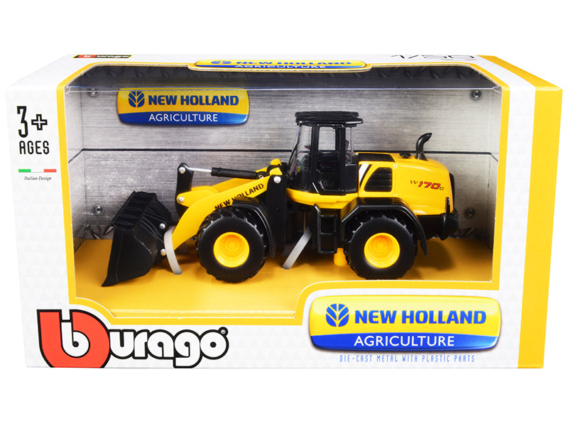New Holland W170D Wheel Loader Yellow and Black "New Holland Agriculture" Series 1/50 Diecast Model by Bburago-DiecastModeler.com