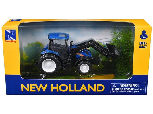 New Holland T6.175 Tractor with Front Loader Blue Diecast Model by New Ray
