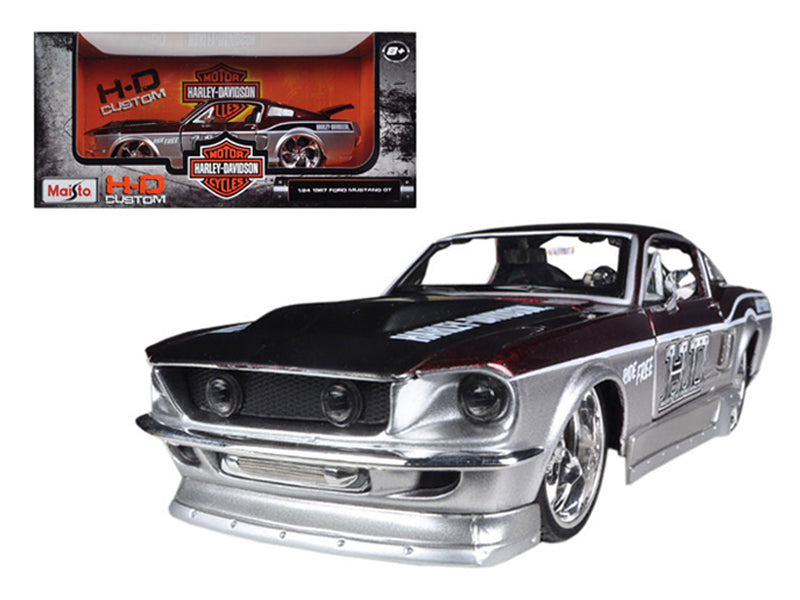 1967 Ford Mustang GT Red and Silver "Harley Davidson" 1/24 Diecast Model Car by Maisto-DiecastModeler.com