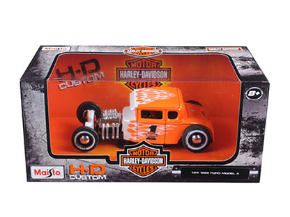 1929 Ford Model A #1 "Harley Davidson" Orange with White Flames 1/24 Diecast Model Car by Maisto