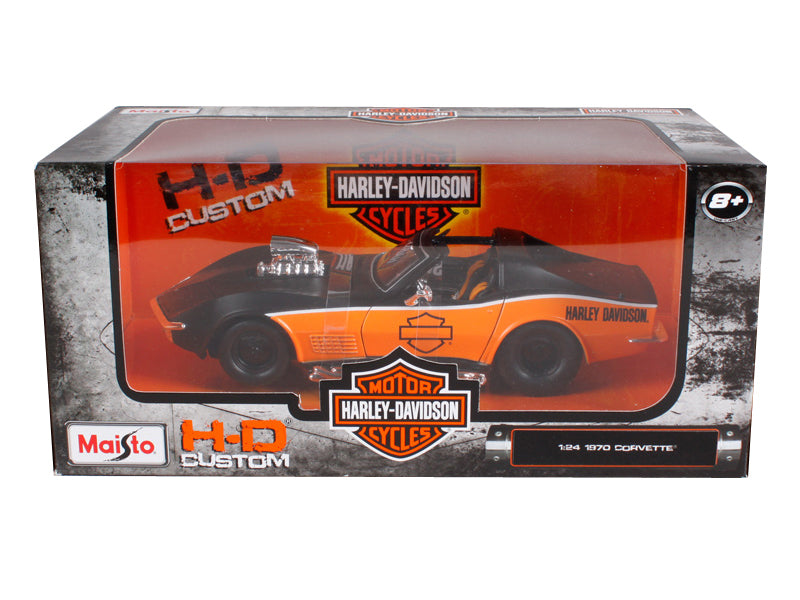 1970 Chevrolet Corvette Harley Davidson Black/Orange 1/24 Diecast Model Car by Maisto-DiecastModeler.com