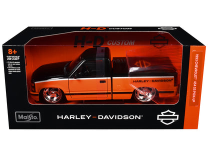 1993 Chevrolet 454 SS Pickup Truck "Harley Davidson" Black and Orange "H-D Custom" Series 1/24 Diecast Model Car by Maisto