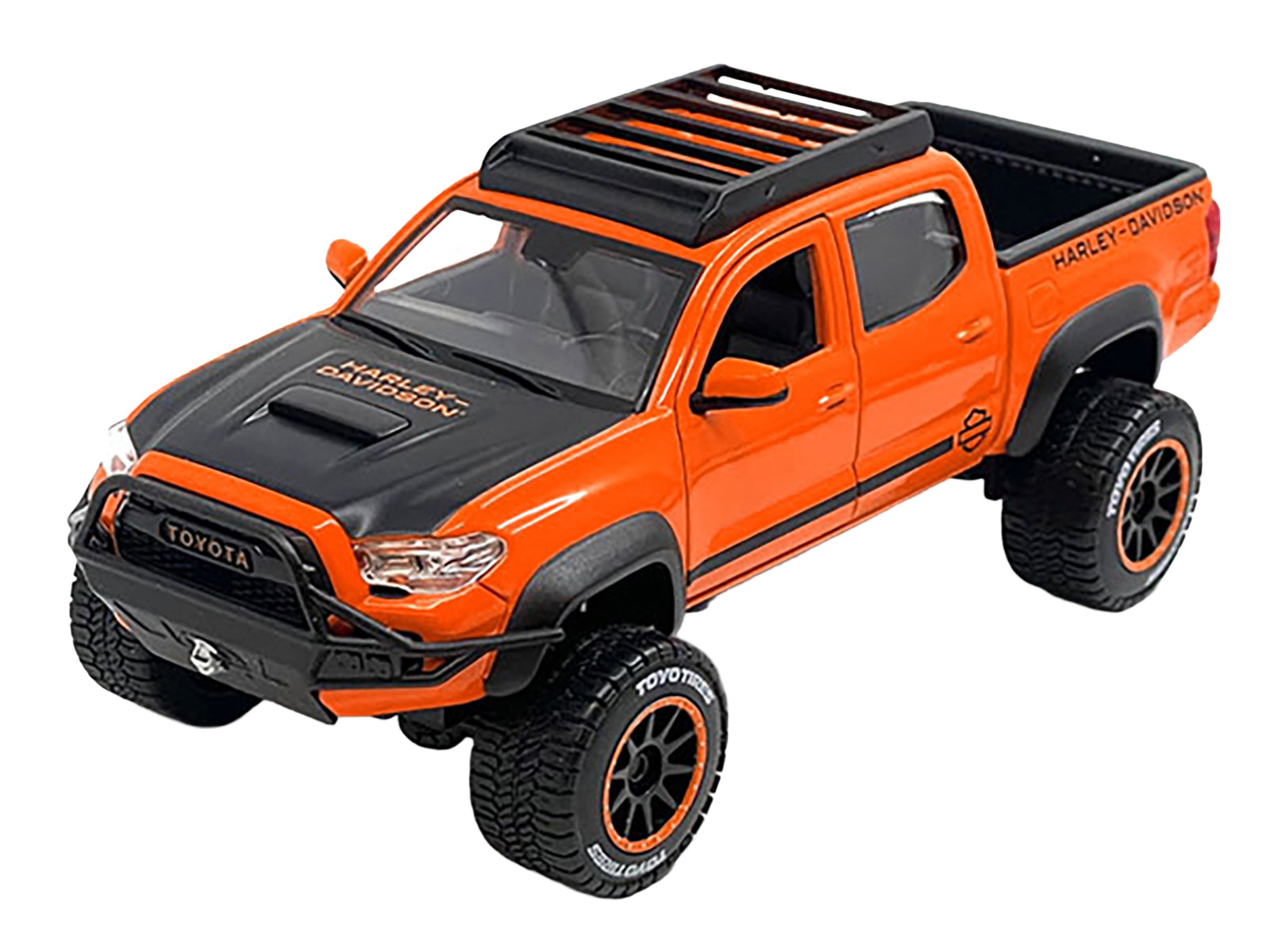 2023 Toyota Tacoma TRD Pro Pickup Truck "Harley Davidson" Orange and Black with Roof Rack "H-D Custom" Series 1/24 Diecast Model Car by Maisto-DiecastModeler.com