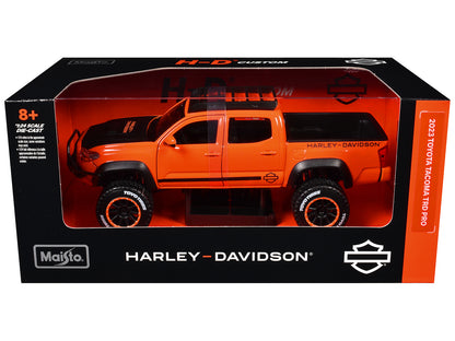 2023 Toyota Tacoma TRD Pro Pickup Truck "Harley Davidson" Orange and Black with Roof Rack "H-D Custom" Series 1/24 Diecast Model Car by Maisto-DiecastModeler.com