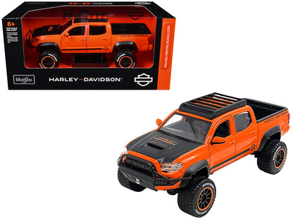 2023 Toyota Tacoma TRD Pro Pickup Truck "Harley Davidson" Orange and Black with Roof Rack "H-D Custom" Series 1/24 Diecast Model Car by Maisto-DiecastModeler.com