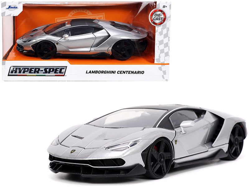 Lamborghini Centenario Gray Metallic with Black Top "Hyper-Spec" Series 1/24 Diecast Model Car by Jada-DiecastModeler.com