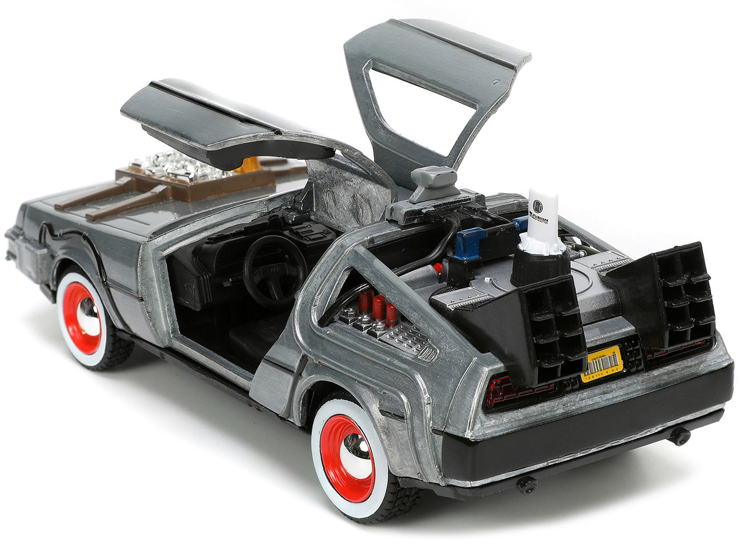 DeLorean DMC (Time Machine) Brushed Metal "Back to the Future Part III" (1990) Movie "Hollywood Rides" Series 1/32 Diecast Model Car by Jada-DiecastModeler.com