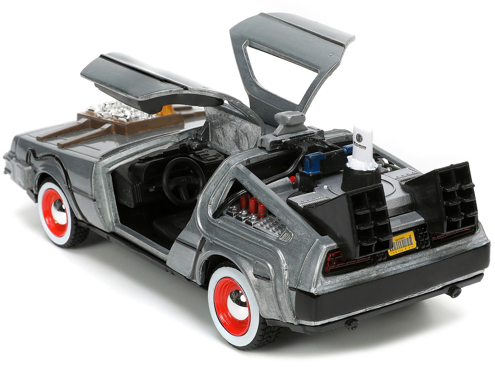 DeLorean DMC (Time Machine) Brushed Metal "Back to the Future Part III" (1990) Movie "Hollywood Rides" Series 1/32 Diecast Model Car by Jada-DiecastModeler.com