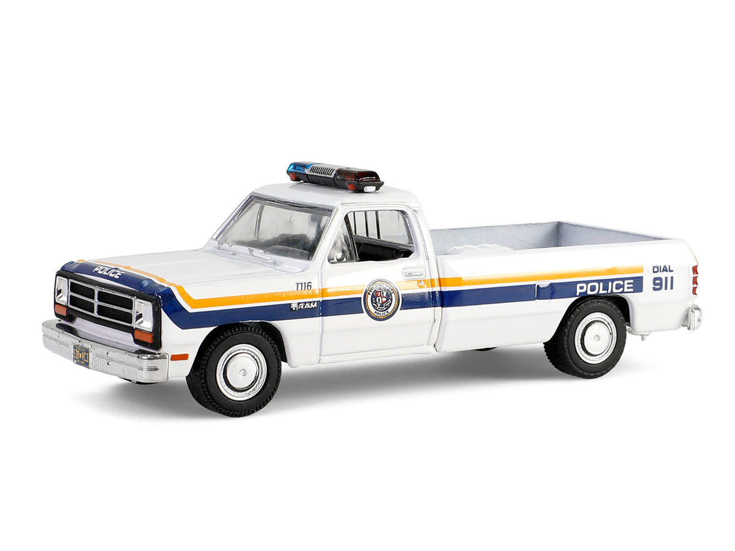 1990 Dodge Ram D250 Pickup Truck "Philadelphia PA Police Department" White with Stripes and Utility Trailer "Hot Pursuit Hitch & Tow" Series 1 1/64 Diecast Model Cars by Greenlight