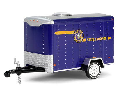 2001 Jeep Cherokee "New York State Police" Blue with Yellow Stripes and Small Cargo Trailer "Hot Pursuit Hitch & Tow" Series 1 1/64 Diecast Model Cars by Greenlight