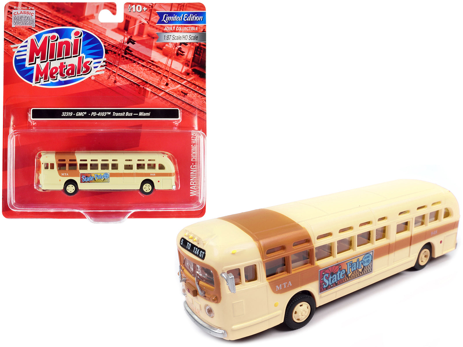 GMC PD-4103 Transit Bus #948 Beige "MTA Miami" 1/87 (HO) Scale Model by Classic Metal Works-DiecastModeler.com