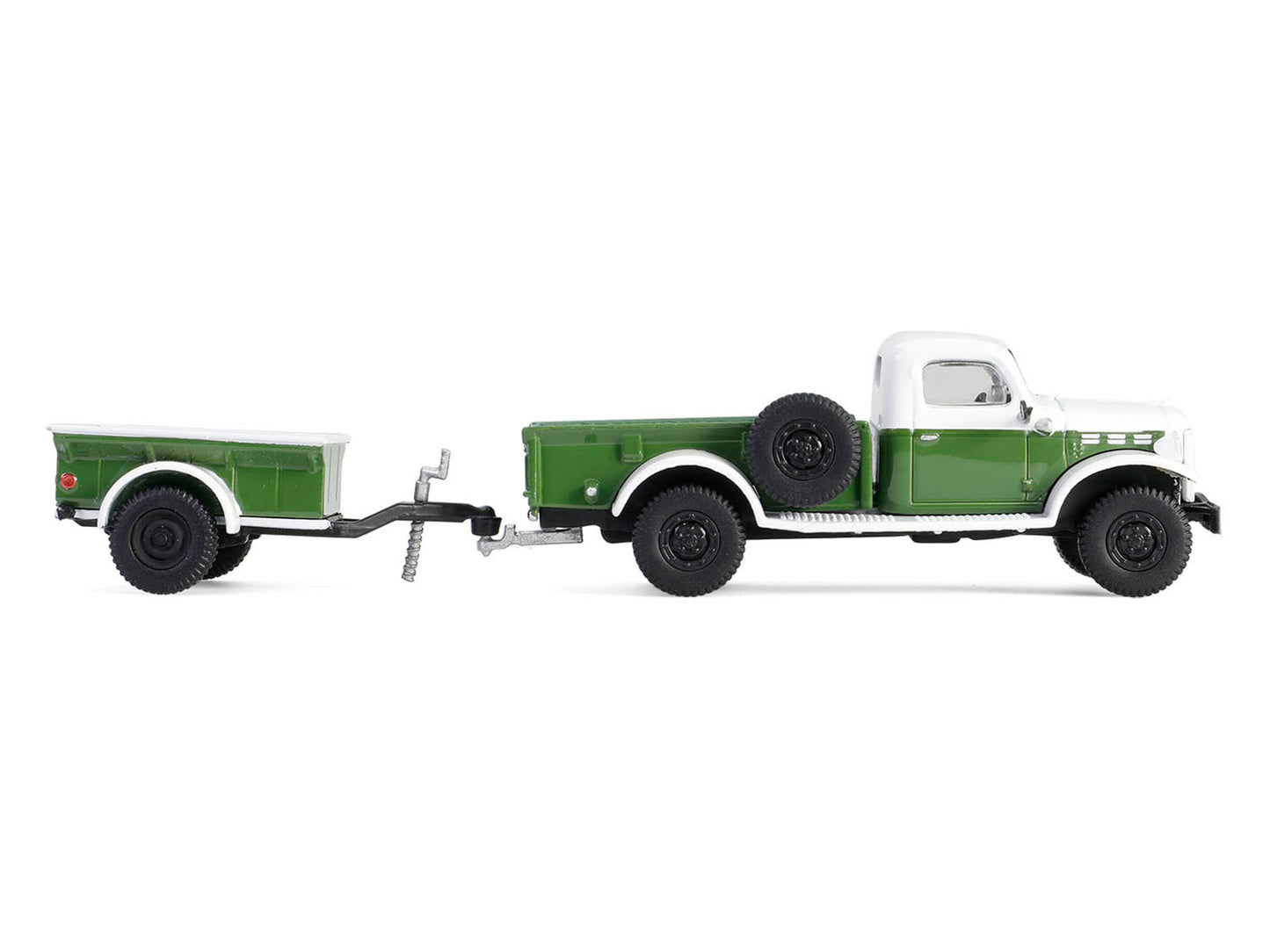 1950 Dodge Power Wagon Pickup Truck Green and White with 1/4 Ton Cargo Trailer Green "Hitch & Tow" Series 32 1/64 Diecast Model Cars by Greenlight