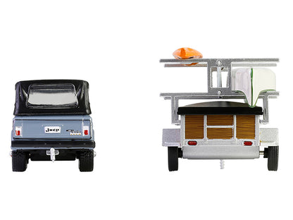 1968 Jeep Jeepster Commando SC-1 Gray with Black Stripes and Top with Canoe Trailer Canoe Rack Canoe and Kayak "Hitch & Tow" Series 32 1/64 Diecast Model Cars by Greenlight