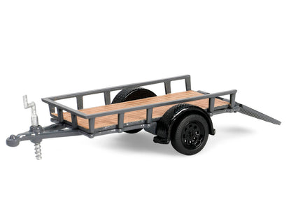 2021 Ford Bronco Black Diamond Velocity Blue Metallic with Black Top with Utility Trailer and Motorcycle "Hitch & Tow" Series 32 1/64 Diecast Model Cars by Greenlight