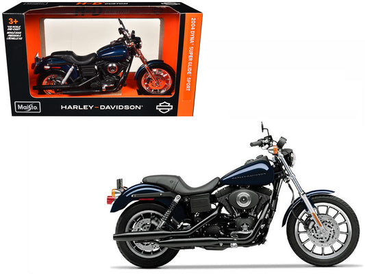 2004 Harley-Davidson Dyna Super Glide Sport Blue 1/12 Diecast Motorcycle Model by Maisto-DiecastModeler.com