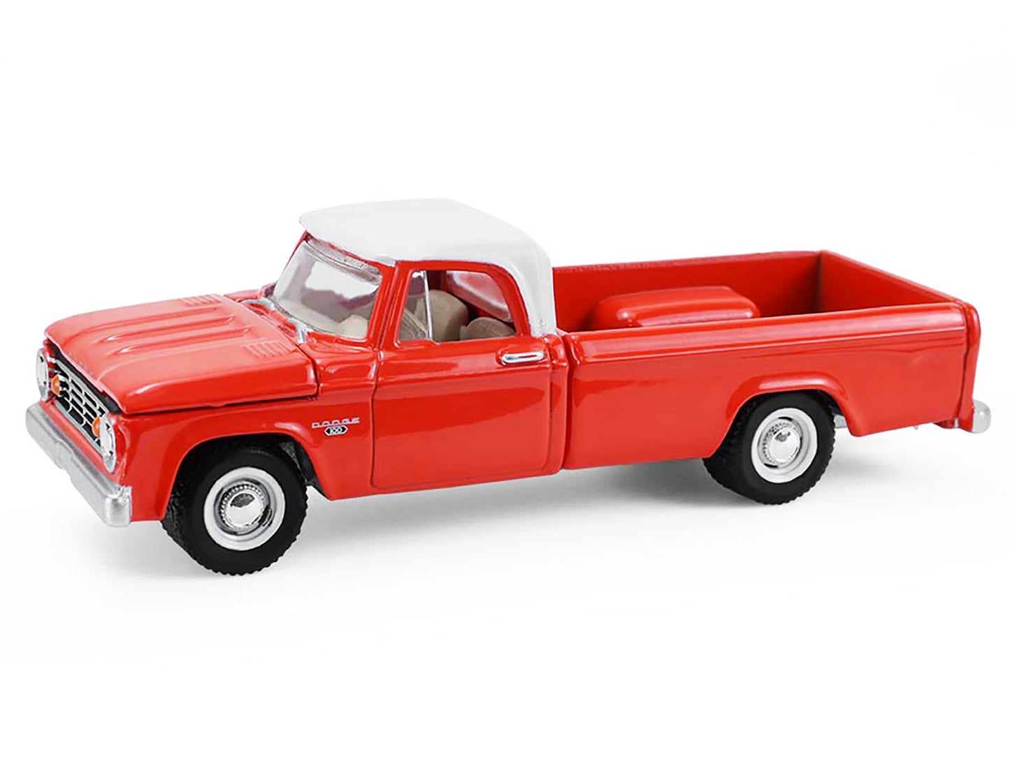 1967 Dodge D-100 Pickup Truck Red with White Top with Boat and Trailer "Hitch & Tow" Series 33 1/64 Diecast Model Cars by Greenlight