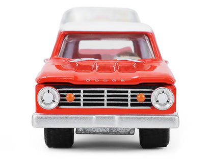 1967 Dodge D-100 Pickup Truck Red with White Top with Boat and Trailer "Hitch & Tow" Series 33 1/64 Diecast Model Cars by Greenlight