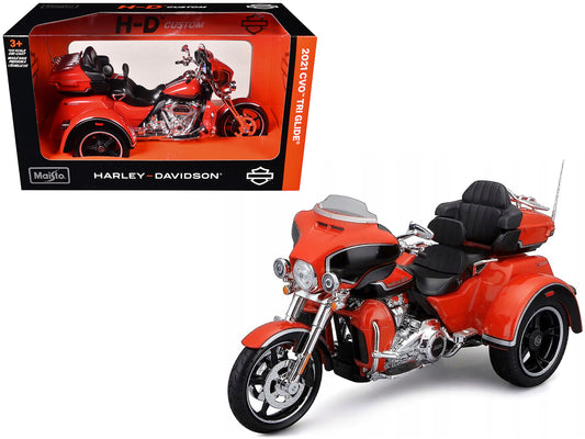 2021 Harley Davidson CVO Tri Glide Motorcycle Orange "H-D Custom" 1/12 Diecast Model by Maisto-DiecastModeler.com