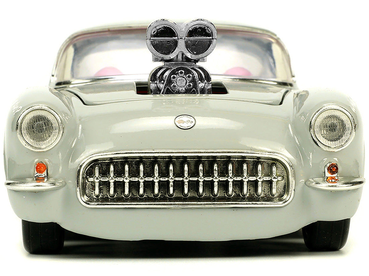 1957 Chevrolet Corvette Beige with Pink Interior with Bugs Bunny Figure "Looney Tunes" "Hollywood Rides" Series 1/24 Diecast Model Car by Jada-DiecastModeler.com