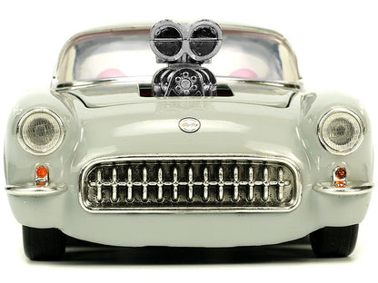 1957 Chevrolet Corvette Beige with Pink Interior with Bugs Bunny Figure "Looney Tunes" "Hollywood Rides" Series 1/24 Diecast Model Car by Jada-DiecastModeler.com