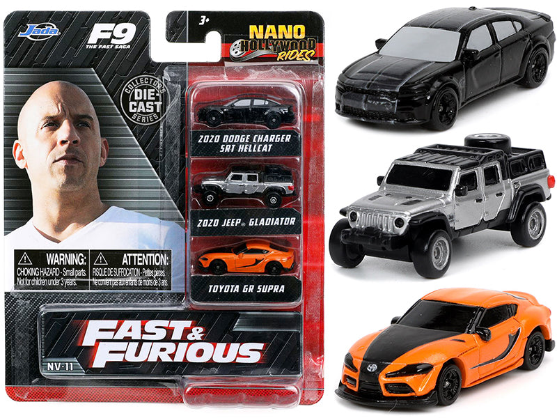 "Fast & Furious 9" (2021) Movie 3 piece Set "Nano Hollywood Rides" Series Diecast Model Cars by Jada-DiecastModeler.com