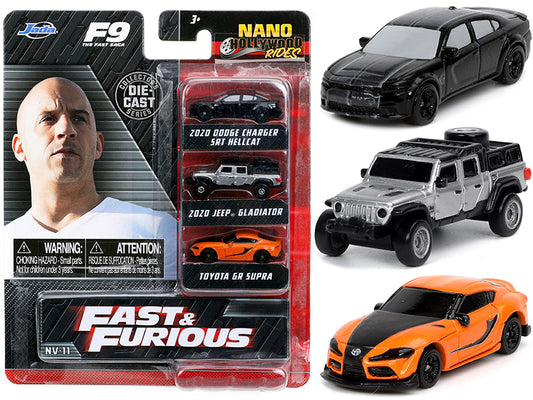 "Fast & Furious 9" (2021) Movie 3 piece Set "Nano Hollywood Rides" Series Diecast Model Cars by Jada-DiecastModeler.com