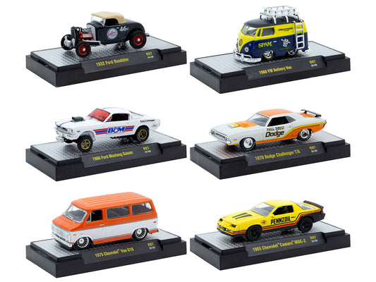 "Auto-Thentics" 6 piece Set Release 97 IN DISPLAY CASES Limited Edition 1/64 Diecast Model Cars by M2 Machines