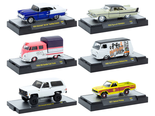 "Auto-Thentics" 6 piece Set Release 99 IN DISPLAY CASES Limited Edition 1/64 Diecast Model Cars by M2 Machines-DiecastModeler.com