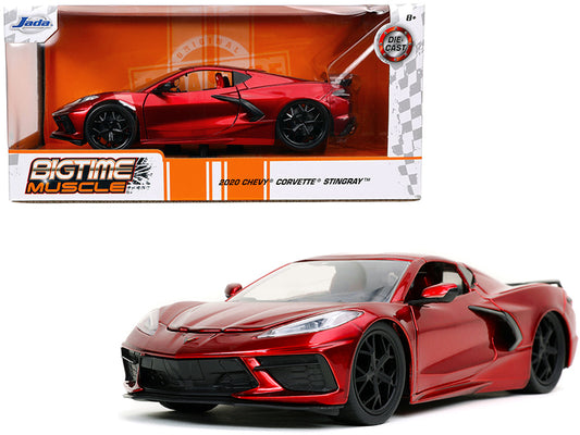 2020 Chevrolet Corvette Stingray C8 Candy Red "Bigtime Muscle" 1/24 Diecast Model Car by Jada-DiecastModeler.com
