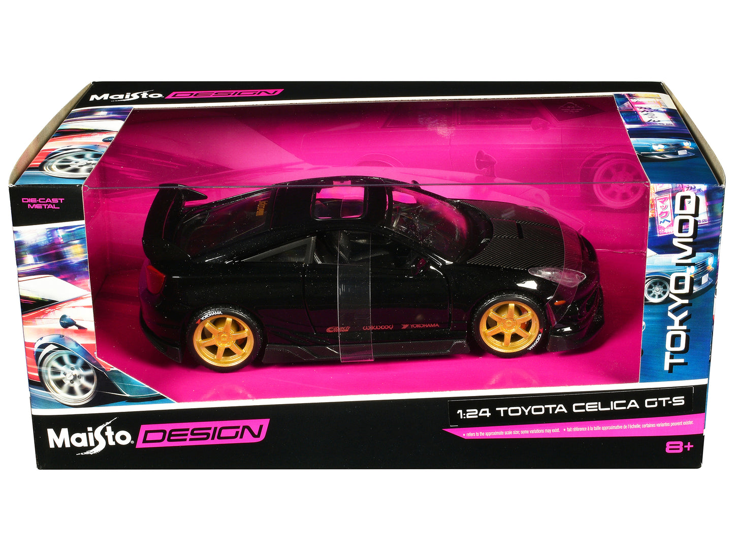 Toyota Celica GT-S Black with Carbon Hood and Sunroof "Maisto Design Tokyo Mod" Series 1/24 Diecast Model Car by Maisto