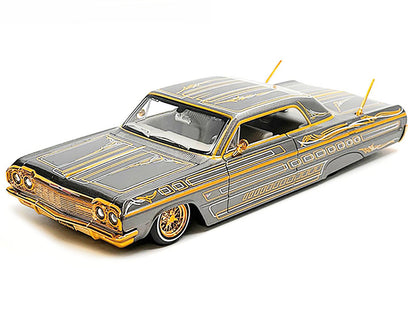 1964 Chevrolet Impala SS Lowrider Gray Metallic with Gold Graphics "Lowriders" "Maisto Design" Series 1/26 Diecast Model Car by Maisto